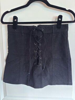 Forever 21 Black Lace-Up High-Waist Skort